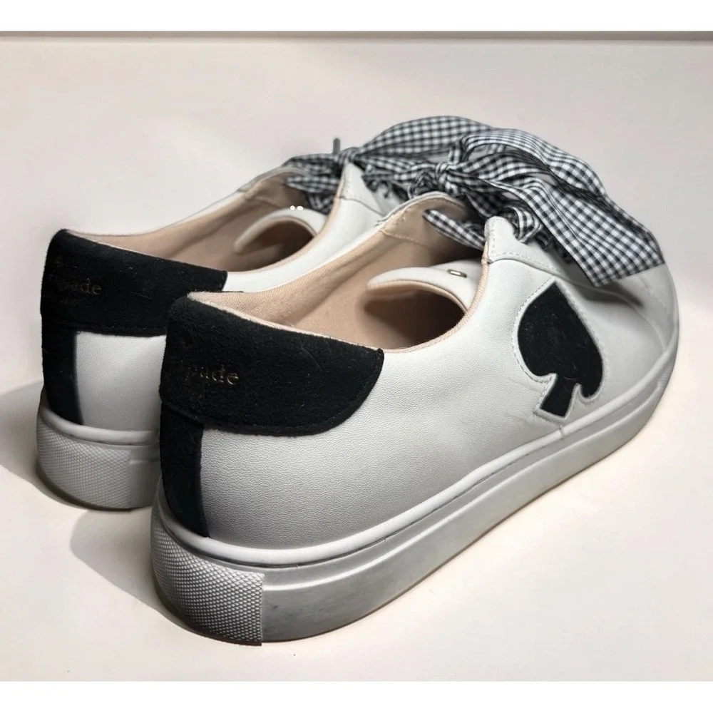 Kate Spade Fez Women's Leather Sneakers White/Blk Size 10 EUC